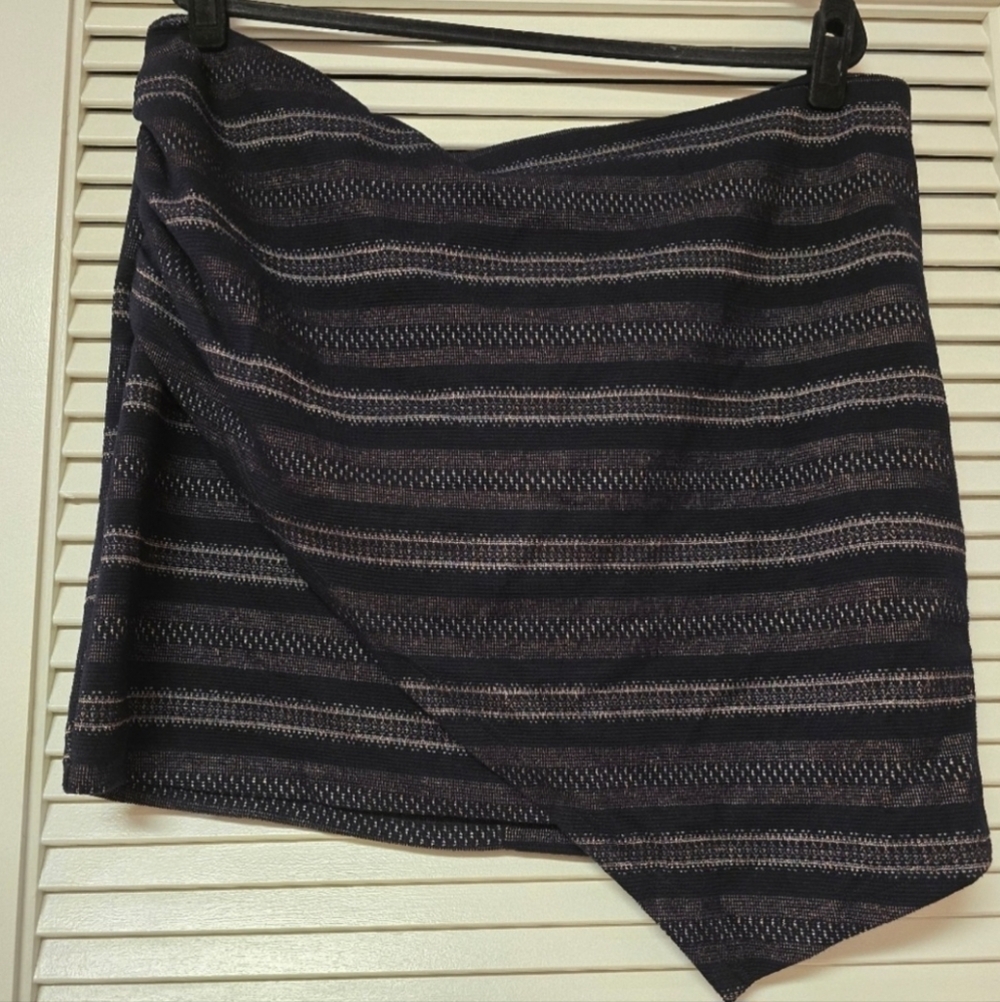 SHEIN - (Plus-Size) Striped Ruched Side Wrap Hem Skirt